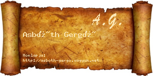 Asbóth Gergő névjegykártya